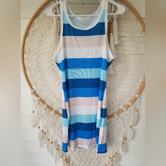 Coastal Striped Ribbed Sleeveless Dress Size Large & Xlarge - Picture 2 of 4